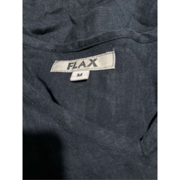 Flax black 100% linen v neck top - Picture 2 of 5